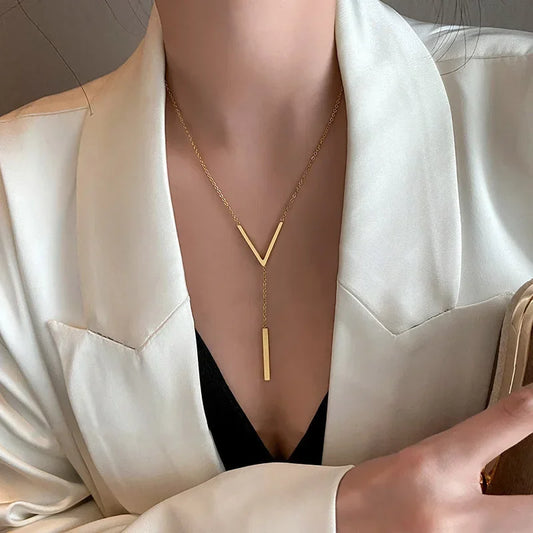 Trendy V-Shaped Gold Necklace